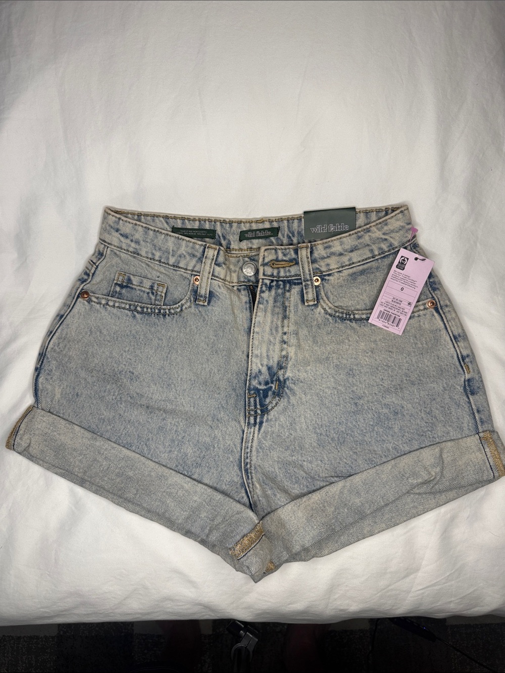 wild fable Light Blue High-Rise Rolled Hem Denim Shorts